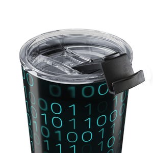 Vaso térmico de 20 oz con diseño de código binario / Vaso de viaje para programadores tecnológicos imagen 6