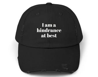 Unisex Distressed Cap with 'Hindrance' Design - Vintage Style, Trendy Hat for Everyday Wear, Streetwear, Gift for Him/Her, Casual Accessory