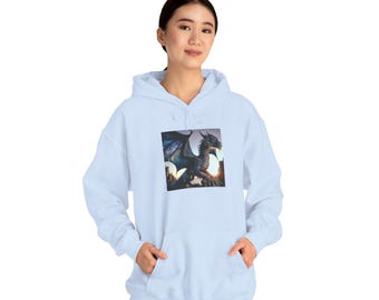 Sudadera con ilustración de dragón azul / Sudadera con ilustración de dragón de fantasía, criatura mítica