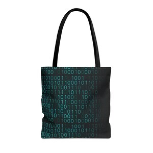 Binary Code Pattern Tote Bag | Matrix Tech Computer Data AOP image 9