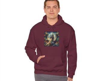Mystical Dragon Illustration Hoodie | Fantasy Fire Serpent Artwork