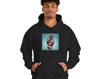 Sweat à capuche Treble Clef : pull en coton mélangé à thème musical