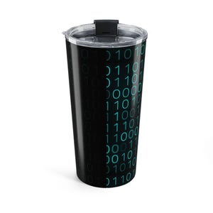 Vaso térmico de 20 oz con diseño de código binario / Vaso de viaje para programadores tecnológicos imagen 3