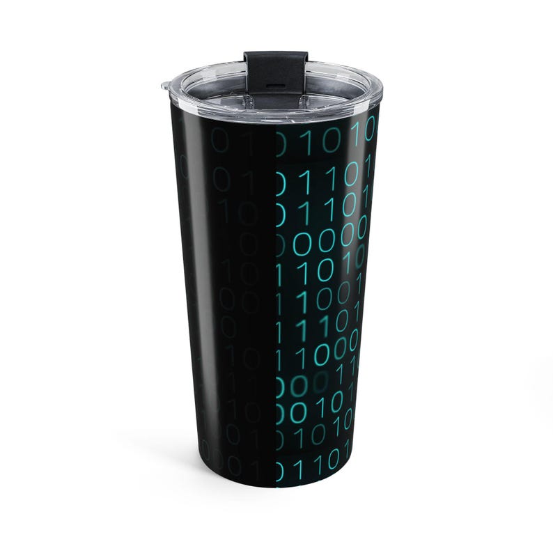 Vaso térmico de 20 oz con diseño de código binario / Vaso de viaje para programadores tecnológicos imagen 3