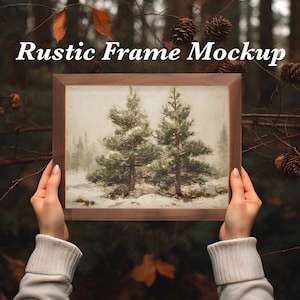 Rustic Frame Mockup | Farmhouse Decor Cottagecore Wall Art Mockup | Vintage Frame Mockup | Wood Mockup Frame | 2 PSD files