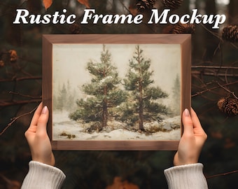 Rustic Frame Mockup | Farmhouse Decor Cottagecore Wall Art Mockup | Vintage Frame Mockup | Wood Mockup Frame | 2 PSD files