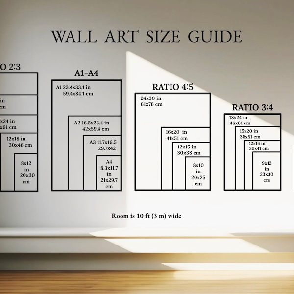 Wall Art Size Guide Frame Size Guide Print Size Guide Digital Print Size Guide Wall Art Ratio Guide Art Size Guide Digital Download