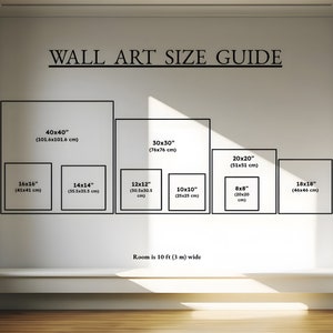 Guía de tamaños de arte de pared cuadrada Guía de tamaños de marco Guía de tamaños de impresión Guía de tamaños de impresión digital Guía de proporciones de arte de pared Guía de tamaños de arte Descarga digital