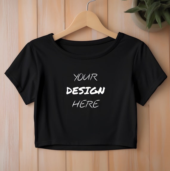 Crop T-Shirt Mockup Black Crop Top Mockup Black Next Level Apparel Ladies' Ideal