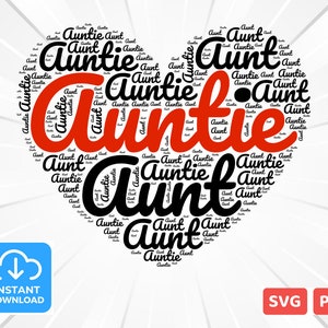 Tante, Tante Wort Wolke Kunst - Herzform - Wort Wolke Herz, Wortkunst, Liebe, Wort Wolke svg und png - digitaler Download für DIY Handwerk