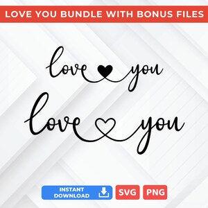 May include: Black and white graphic design with the text "love you" twice, with a heart symbol in between the words each time. The text is in a cursive font.