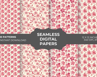 Retro Flower Seamless Paper, Floral Repeat Pattern (Digital Download)