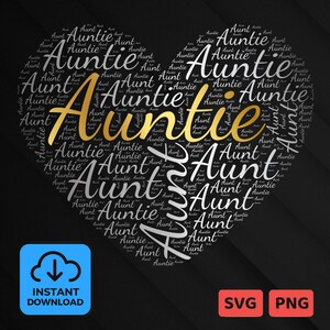 Tante, Tante Word Cloud Art - Gold/Silber - Herzform - Word Cloud Heart, Word Art, Love, Word Cloud svg and png