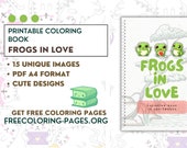 Frogs In Love - Kawaii Chibi Animals - Charming Cute Chibi Valentines Printable Coloring Book PDF for Adults and Kids