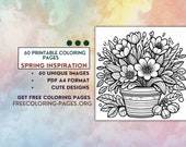 Spring Coloring Pages Bundle - Printable Floral, Butterflies, Gnomes, Garden Flowers Unique Designs, Printable PDF file - 50 Unique Images