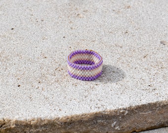 Handmade beaded ring - ELA - woven ring