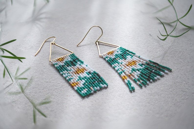 Handmade jewelry fringe earring image 1