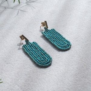 Handmade jewelry - statement earrings - handwoven earrings - miyuki glass beads