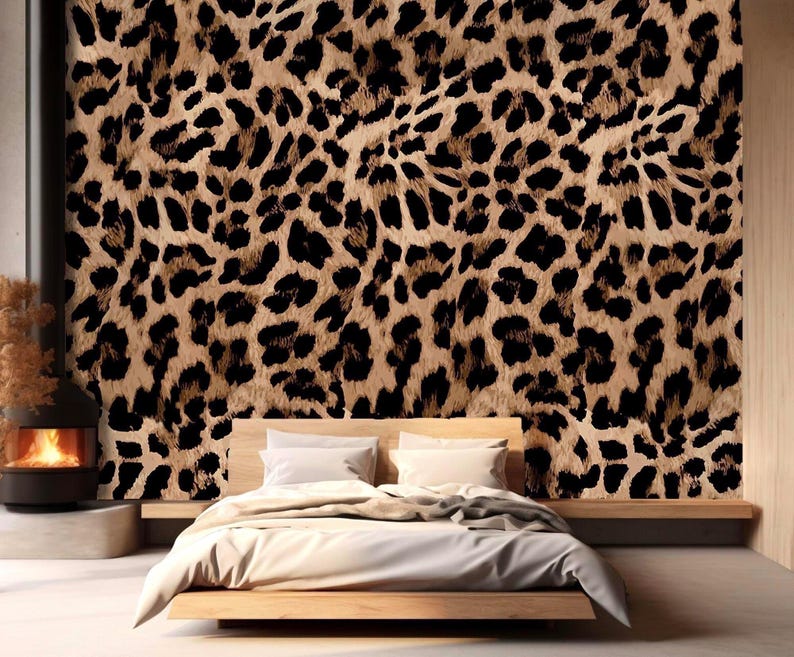 Leopard Skin Print Wallpaper, Leopard Animal Mural, Black Leopard Wall ...