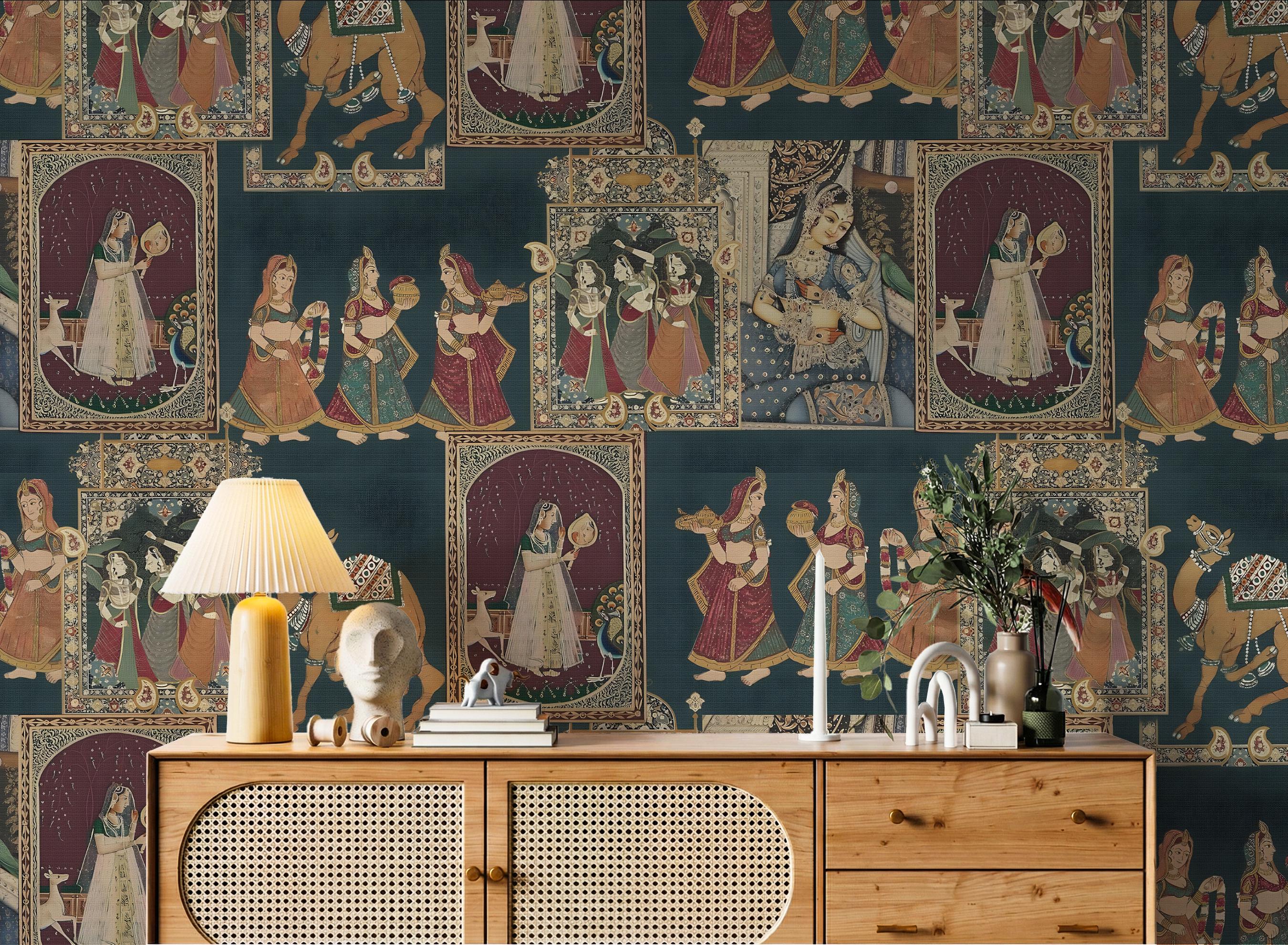 Indian Miniature Art Collage Wallpaper | Mughal & Rajasthani Heritage ...