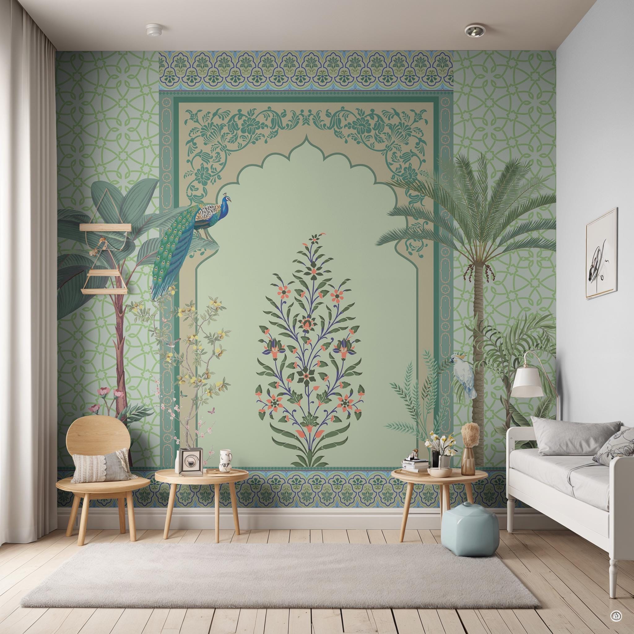 Mughal & Rajasthani Jharokha Wallpaper – Royal Heritage Arch Wall Mural ...