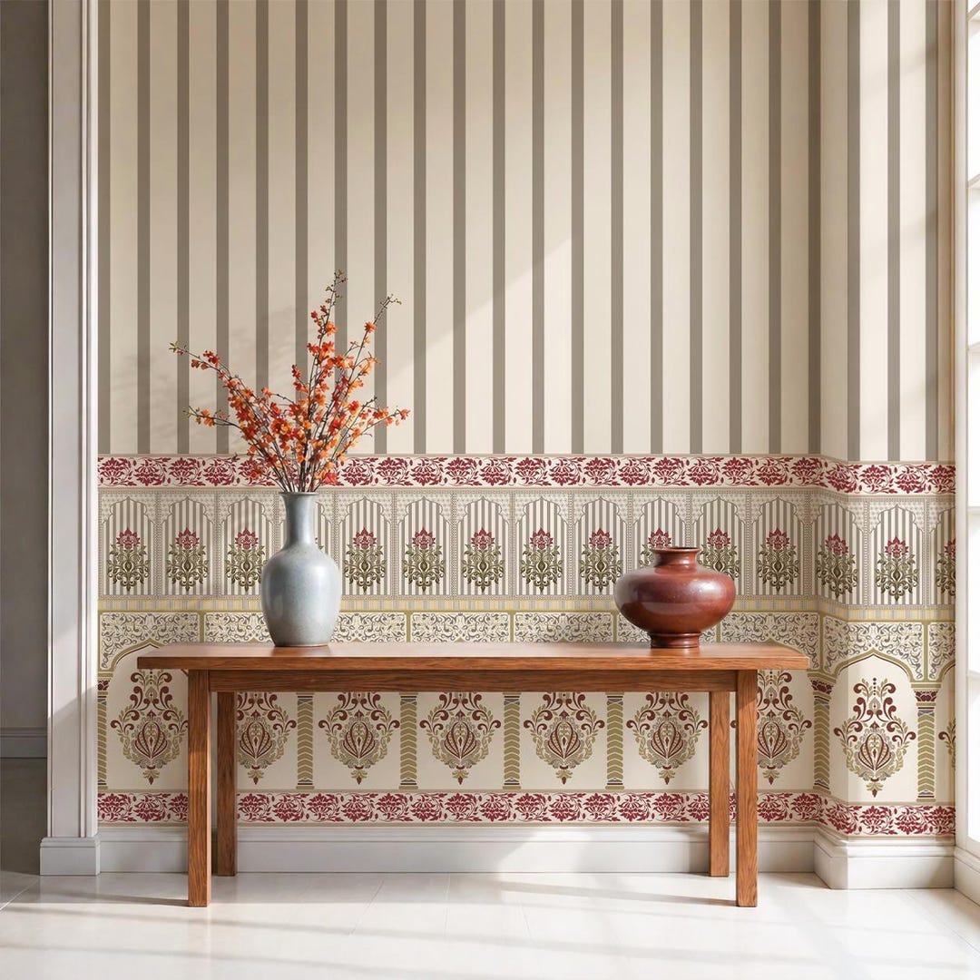 Mughal Floral Jharokha Wallpaper | Indian Palace Arch Canvas Wall Mural ...