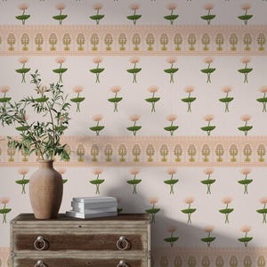 Lotus Pichwai Wallpaper, Indian Aesthetic Wallpaper Mural, Unique Wall Decor For Home And Temples, Pichwai Lotus Flower Watercolor Wallpaper
