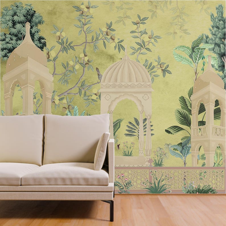 Palace Garden Jharokha Wallpaper Mural, Indian Rajasthani & Mughal Art ...