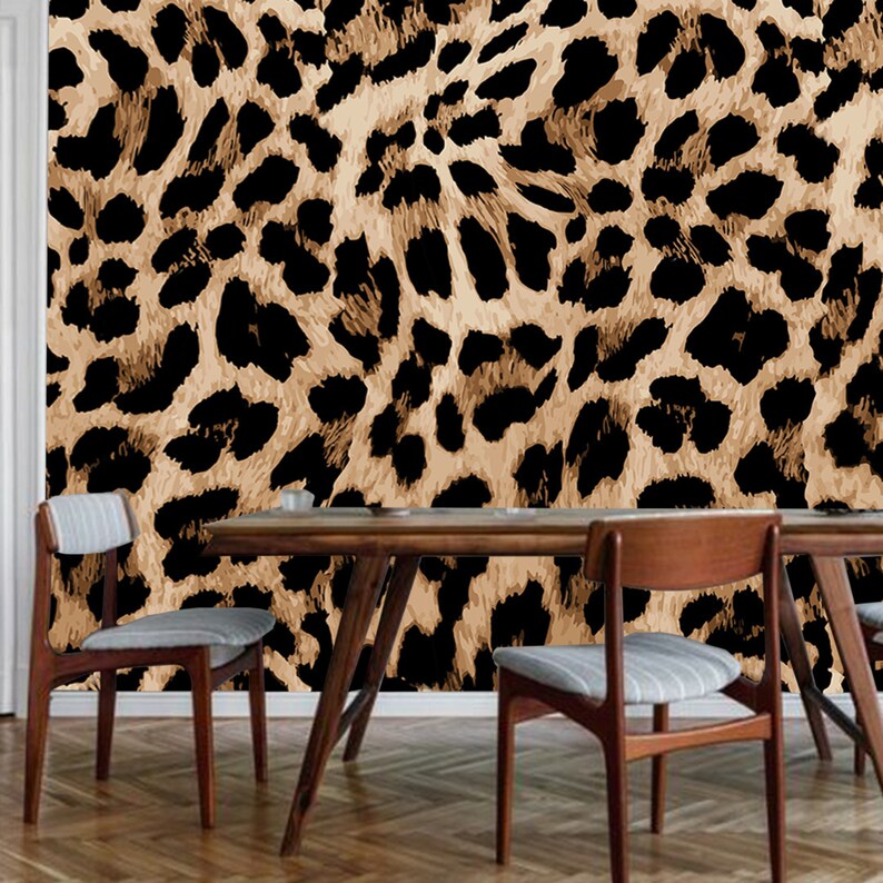 Leopard Skin Print Wallpaper, Leopard Animal Wall Mural, Black Leopard ...