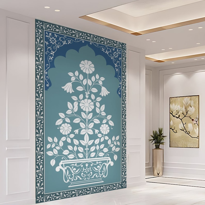 Traditional Indian Floral Wallpaper - Vintage Mughal and Rajasthani Art ...