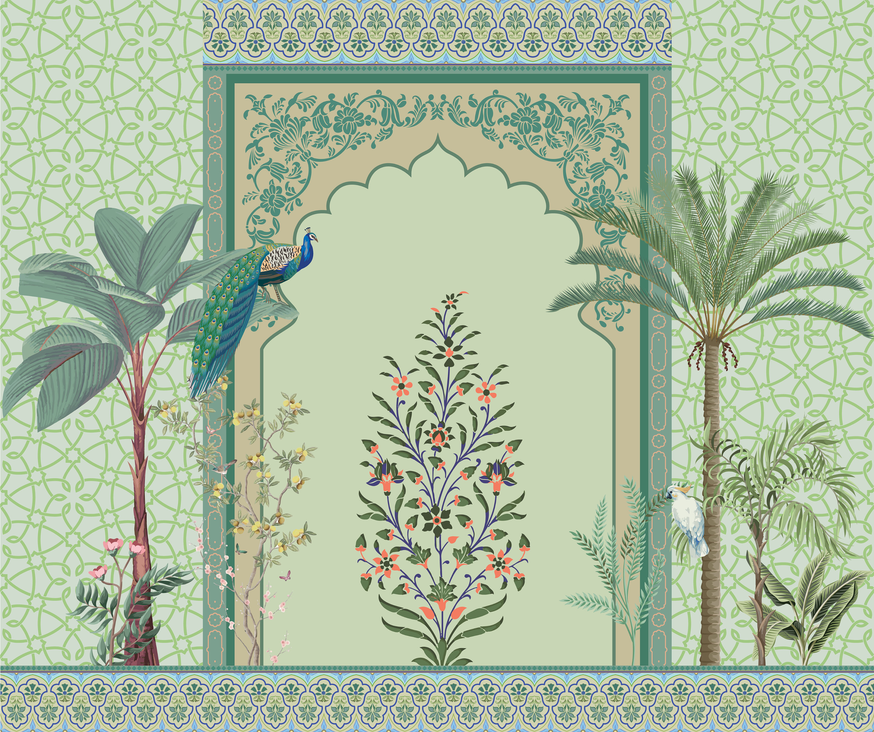 Mughal & Rajasthani Jharokha Wallpaper – Royal Heritage Arch Wall Mural ...