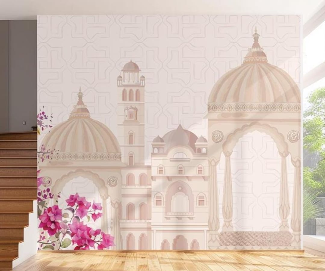 Indian Mughal Palace Wallpaper - Floral Bougainvillea Wall Mural ...