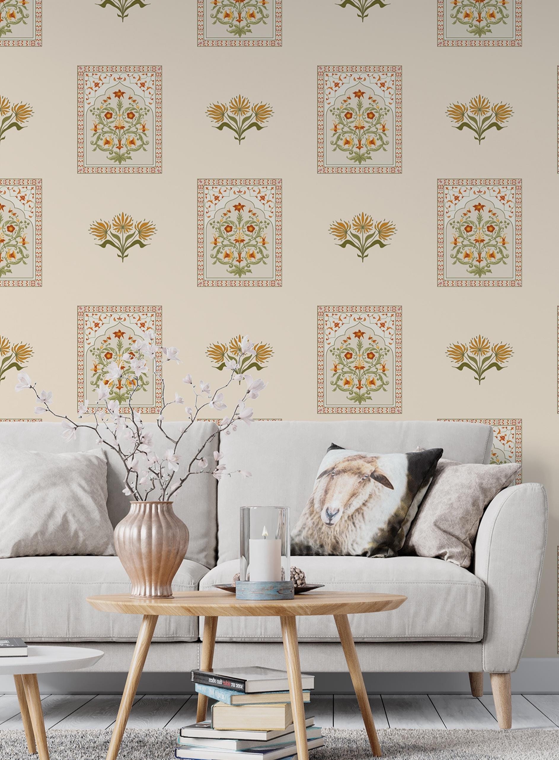 Indian Heritage Floral Jharokha Wallpaper Mural | Traditional Jaipur ...