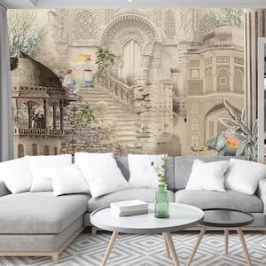Asian Culture Art Customized Wallpaper, Traditional Indian Culture Wall Mural, Cultural Indian Wallcovering, Vintage Canvas Art Painting