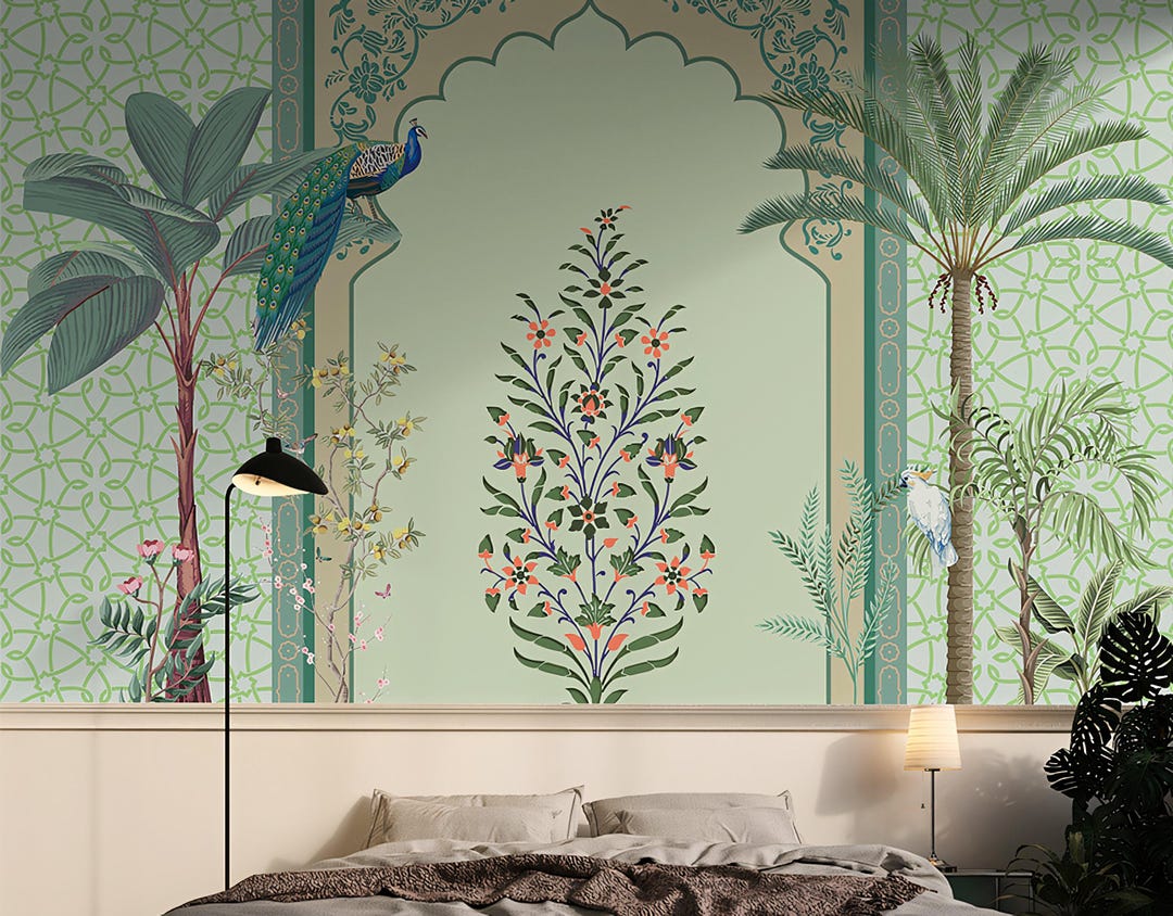 Mughal & Rajasthani Jharokha Wallpaper – Royal Heritage Arch Wall Mural ...