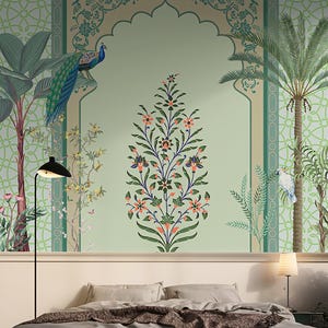 Mughal & Rajasthani Jharokha Wallpaper – Royal Heritage Arch Wall Mural ...