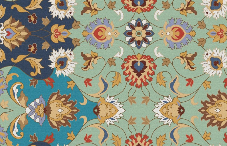 Indian Mughal Ceiling Wallpaper Mural, Traditional Ethnic Floral ...