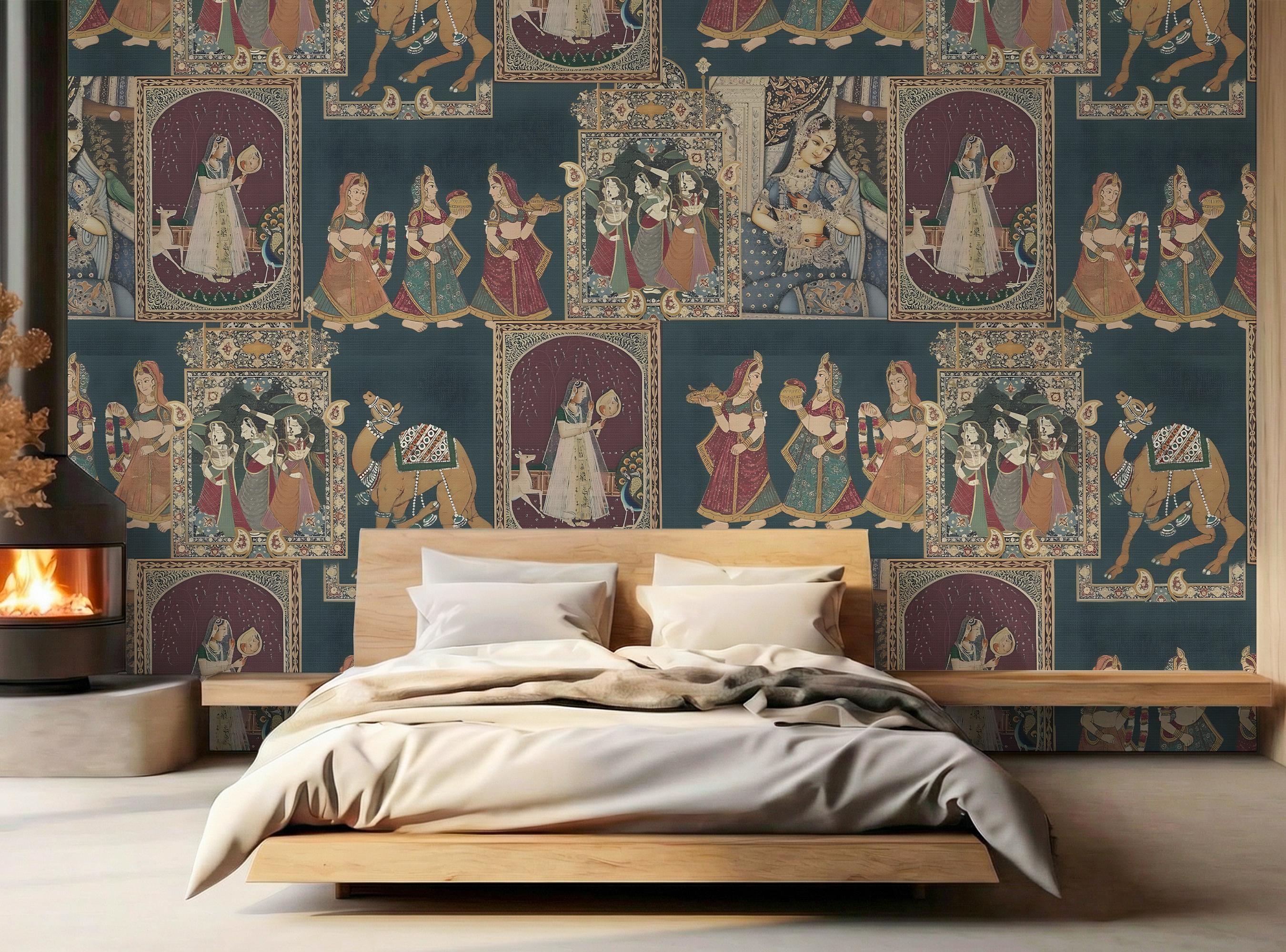 Indian Miniature Art Collage Wallpaper | Mughal & Rajasthani Heritage ...