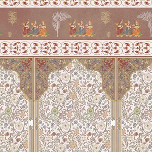 Indian Floral Jharokha Stripes Wallpaper - Traditional Rajasthani Wall ...