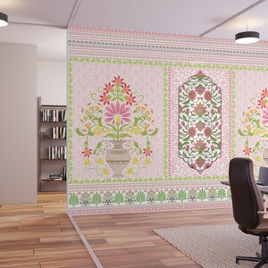 Mughal Floral Arch Wallpaper Mural for Living Room: Traditional Indian ...