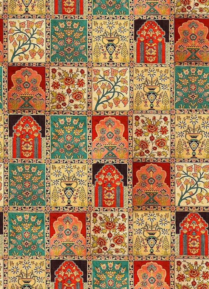 Traditional Mughal Art Wallpaper Carpet Rug Wall Mural, Hand Knotted ...