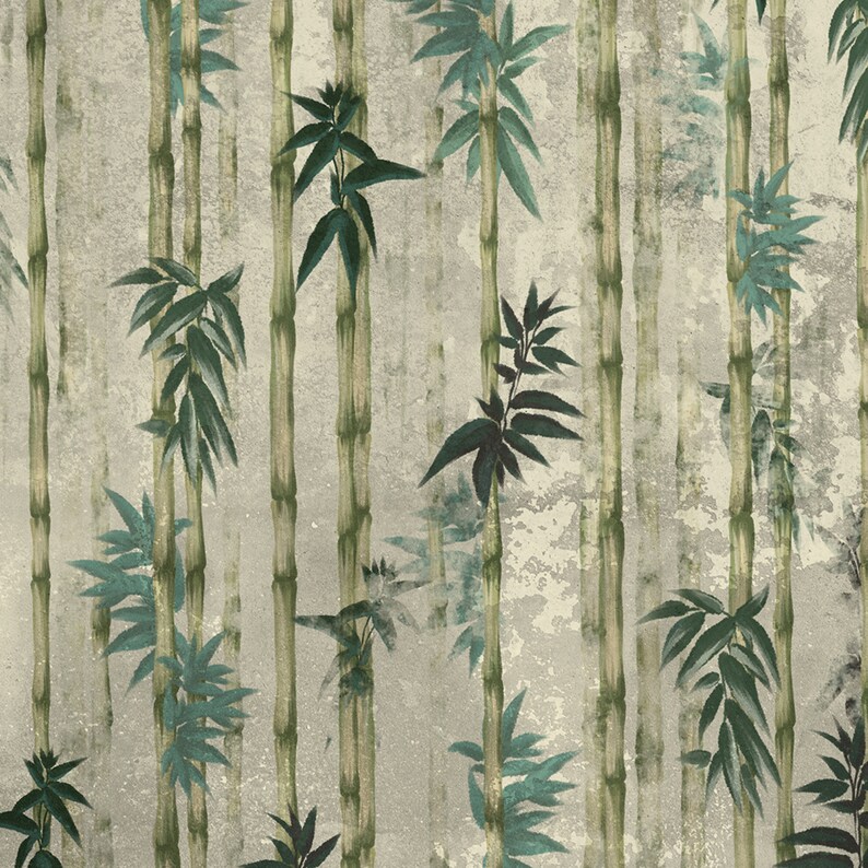 Bamboo Forest Tree Leaf Wallpaper Tropical Bamboo Plant Wall Mural