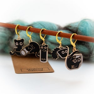 Cats in things! - 5 Stitch Markers for Knitting and Crochet!