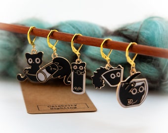 Cats in things! - 5 Stitch Markers for Knitting and Crochet!