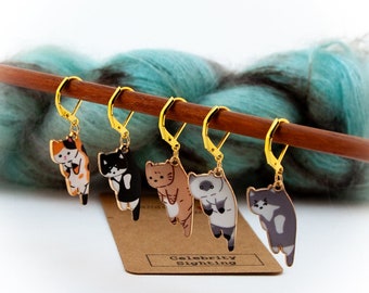 Cats Hanging Around - 5 Stitch Markers for Knitting and Crochet!