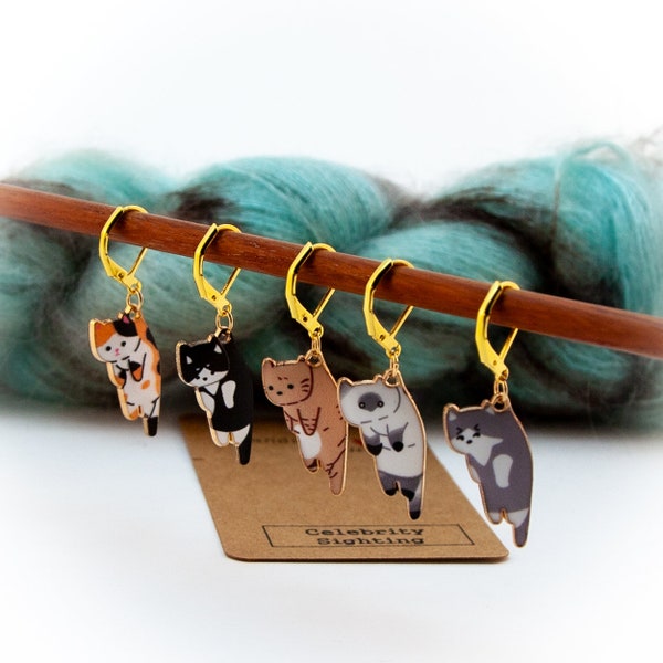 Cats Hanging Around - 5 Stitch Markers for Knitting and Crochet!