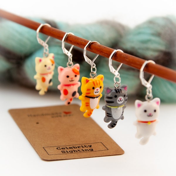 Stretchy Cats! - 5 Stitch Markers for Knitting and Crochet!