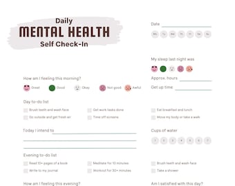 Mental Health Check in Digital Printable for Therapists, Counselors ...