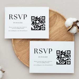 Modelo de RSVP para convite de casamento minimalista, Cartão QR RSVP para casamento moderno, Casamento Boho, Convite de casamento, Modelo editável, Aimee