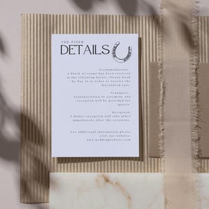 Customizable DIY Wedding Invitation Details Card Template, Western Farm Wedding, Canva Design, Western wedding invitation, Digital Download
